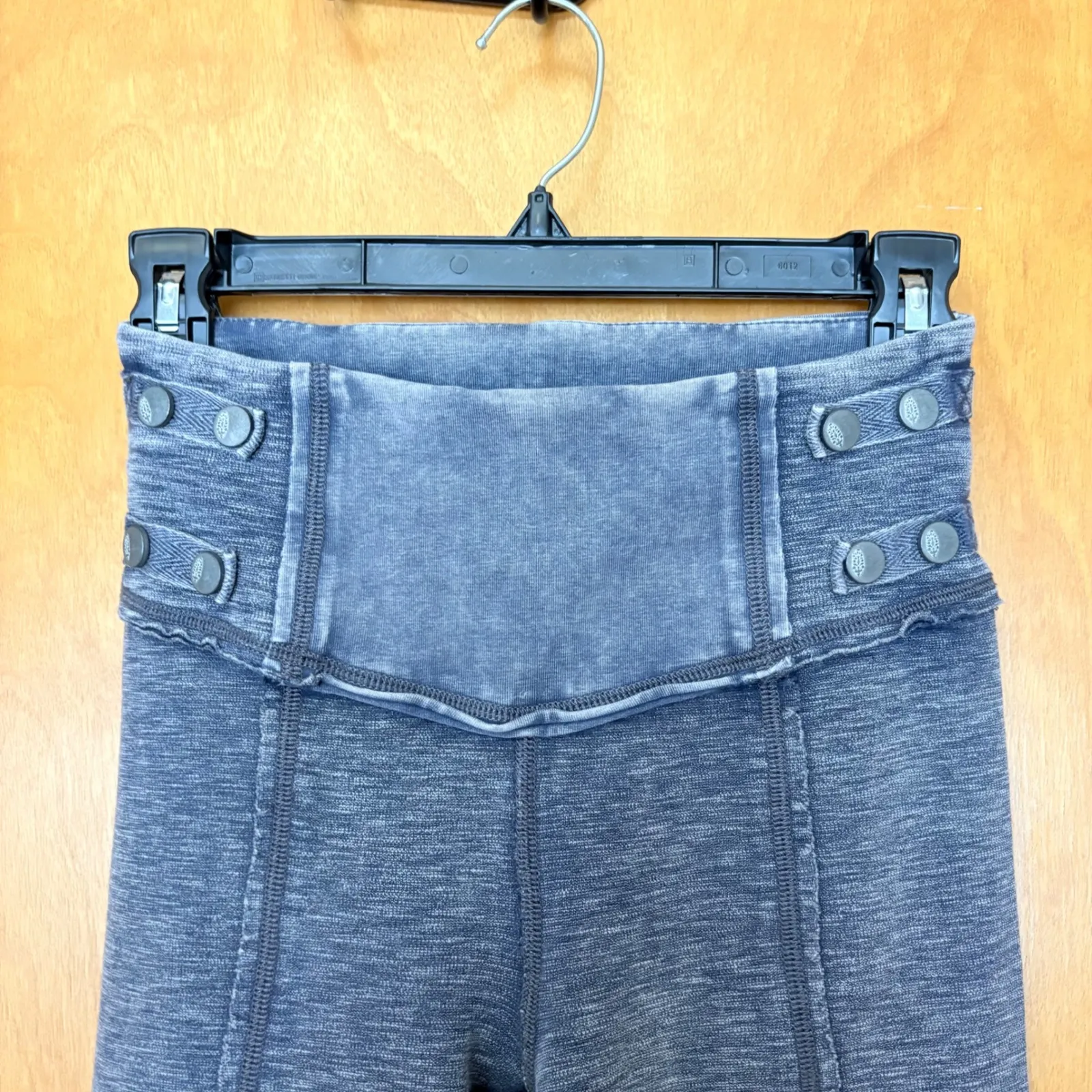 FP Movement High Waisted Moto Leggings Grey Wash Button Detail XS Gray - Image 2