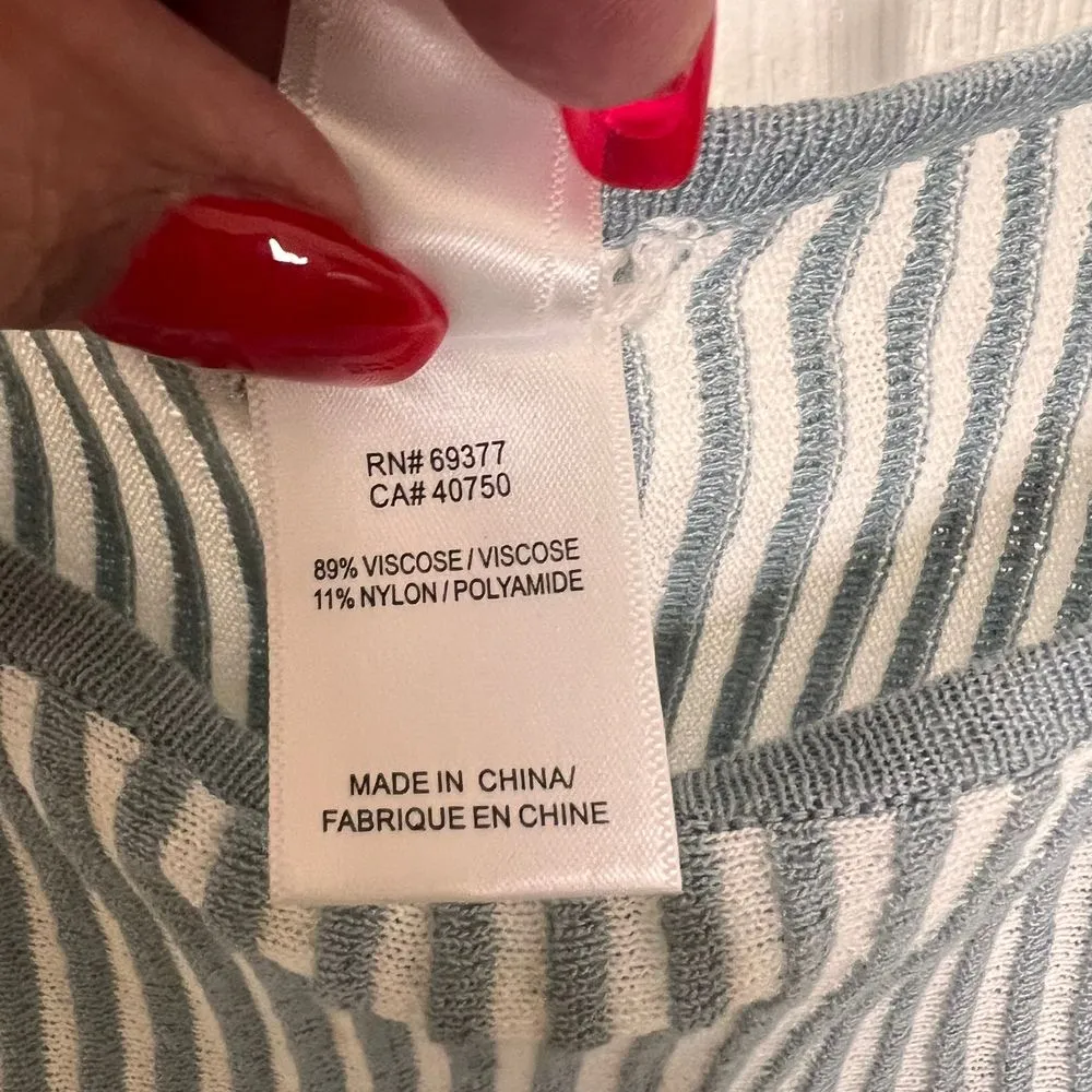 Wynne‎ Layers Striped Ribbed Knit Top Long Sleeve V - Image 4