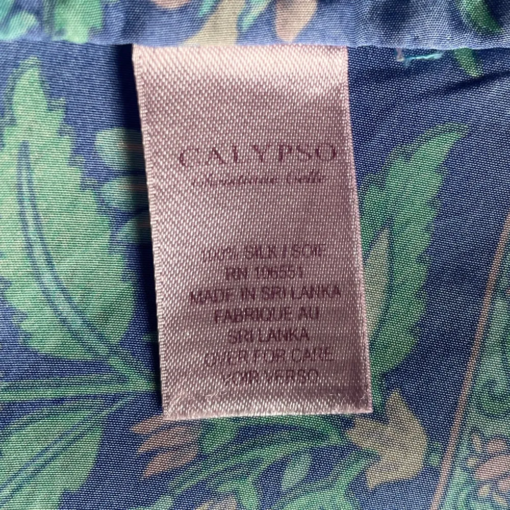 100 Percent Light Blue Floral Silk Dress Size Large Calypso Christiane Celle EUC - Image 5