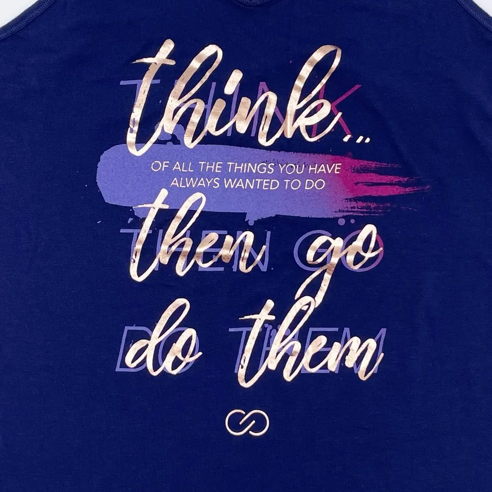 Calia by Carrie Underwood Think of All the Things Graphic Tank Top Size Medium Blue - Image 4