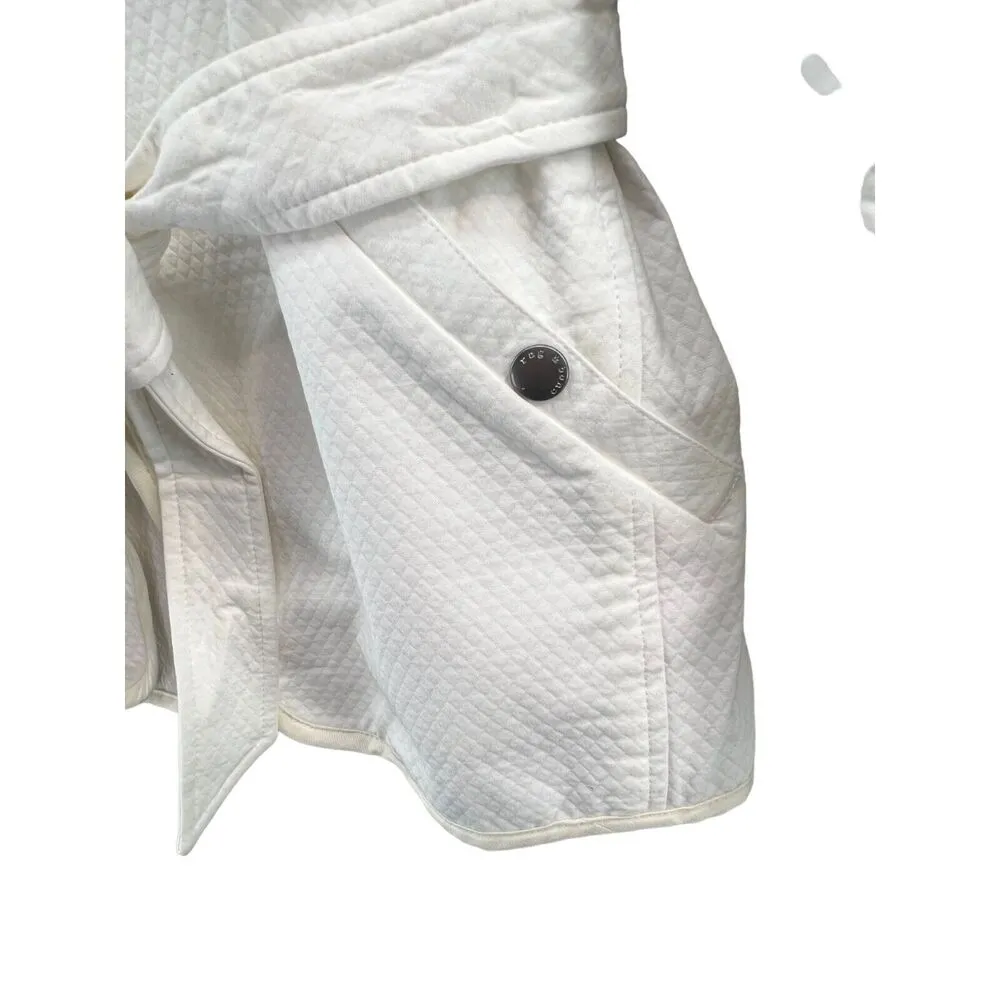 Rag & Bone Abby Jacket Womens XS White Cotton Relaxed Fit Open Belted Minimalist - Image 5