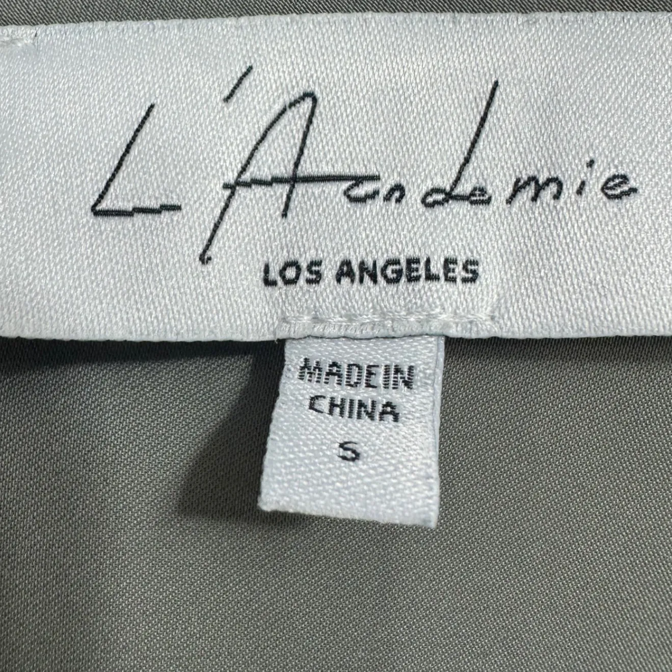 L'Academie Maya Blouse Olive Green V-Neck‎ Long Sleeve Balloon Size Small - Image 5