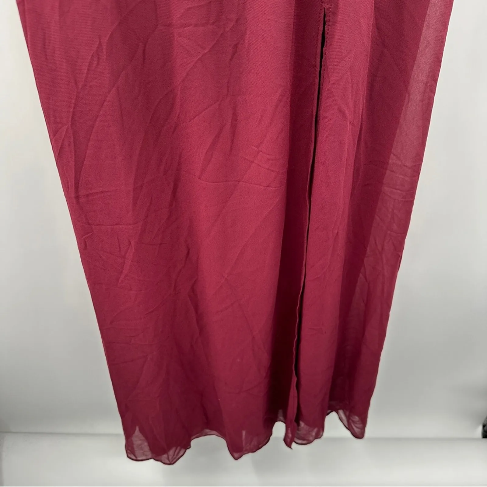 Birdy Grey Devin‎ Convertible Chiffon Bridesmaid Dress in Cabernet Sz S NEW - Image 4