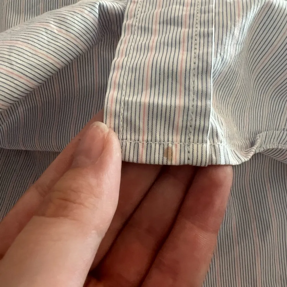 FRANK & EILEEN Barry Crinkle Cotton Tailored Button Up Shirt Blue Stripe Sz XS - Image 6