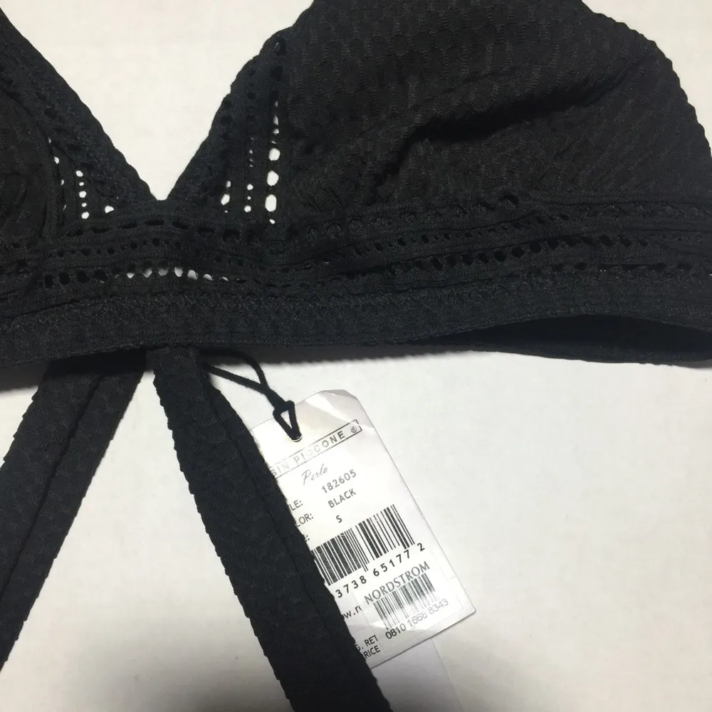 Robin Piccone Perla Halter Bikini Top In Black Size S - Image 8