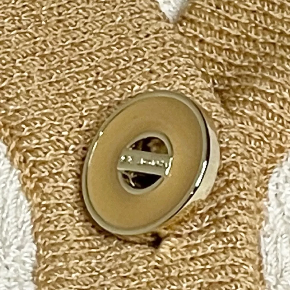 new St John Collection ꧁ Gold Hardware Button Knit Cardigan ꧂ Ivory Textured ꧂ - Image 4