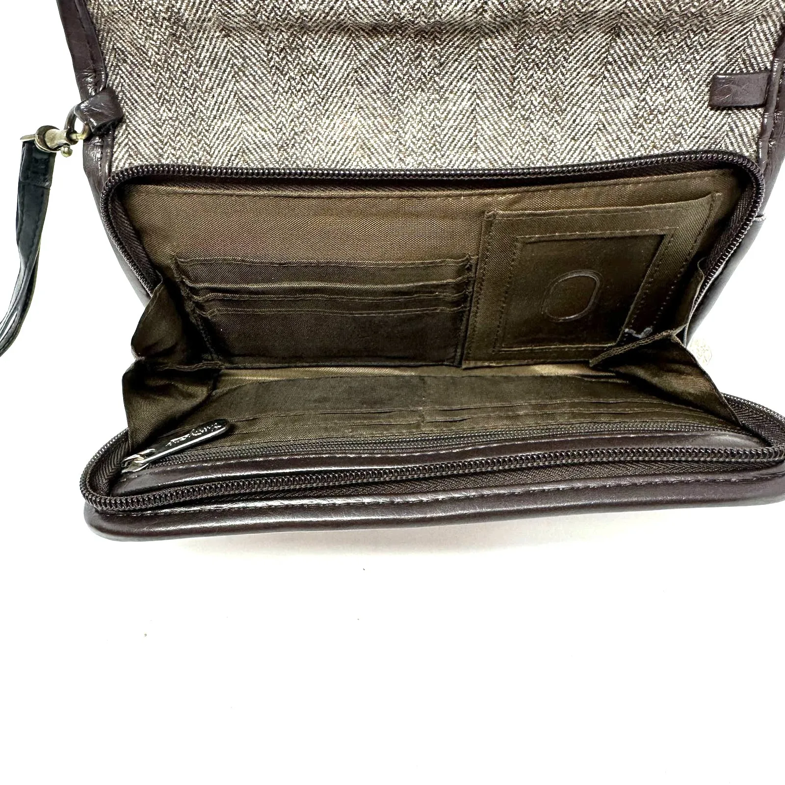 Thirty‎ One Wallet Clutch Gray Black Bag Compact Travel Wrist Strap Snap Zipper - Image 5