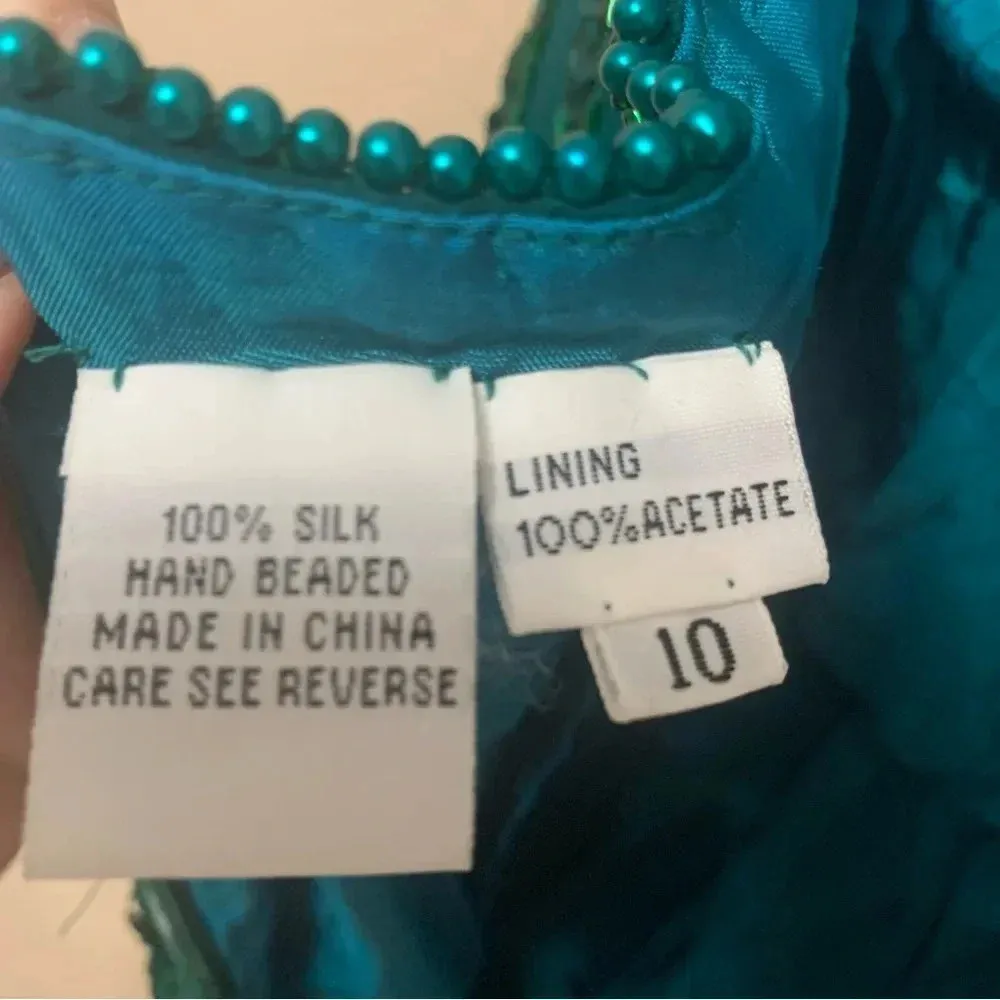 Vintage Silk Beaded Gown - Image 13