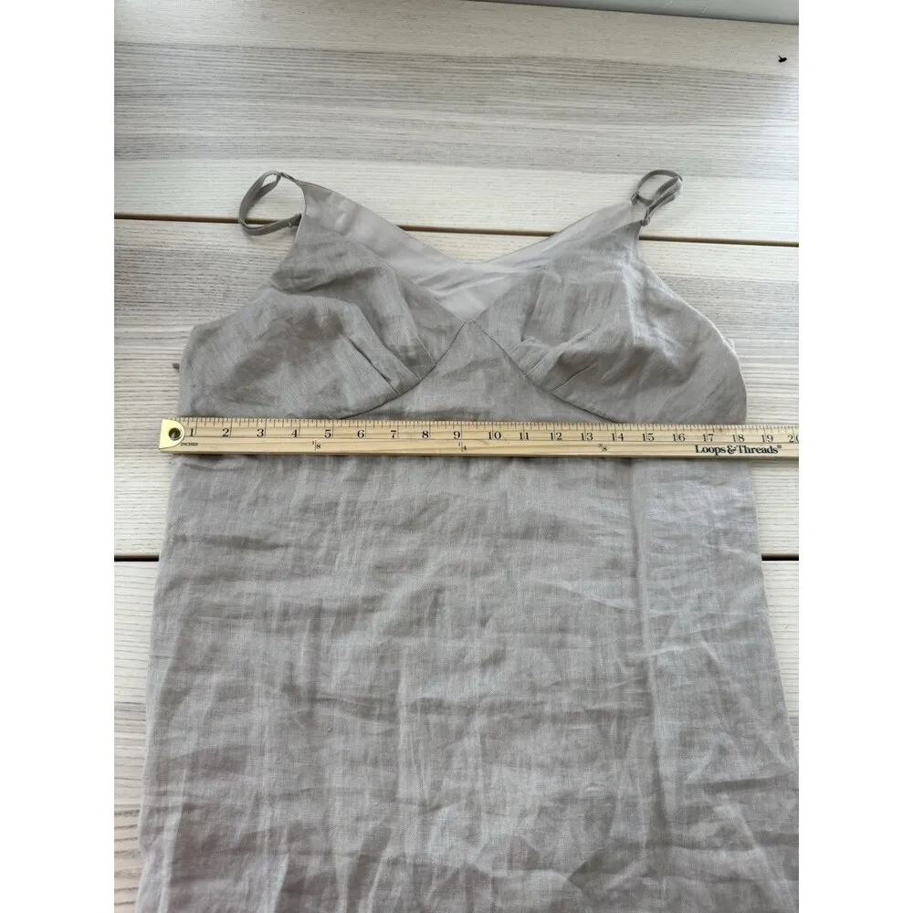 Hirsch & Timber Beige 100% Linen Boho Minimalist Babydoll Maxi Dress Size M Size M - Image 7