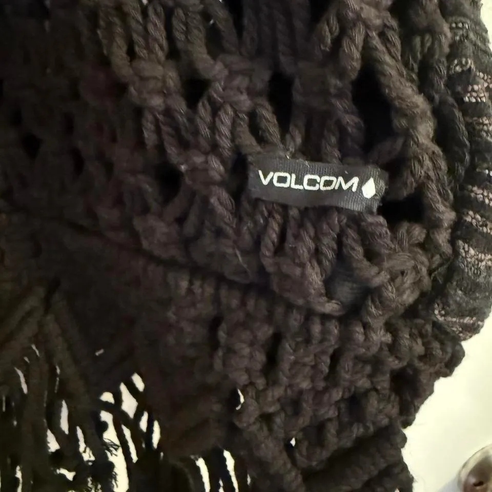 Volcom Black Macrame Fringe Tote Bag Beach Festival Boho - Image 4