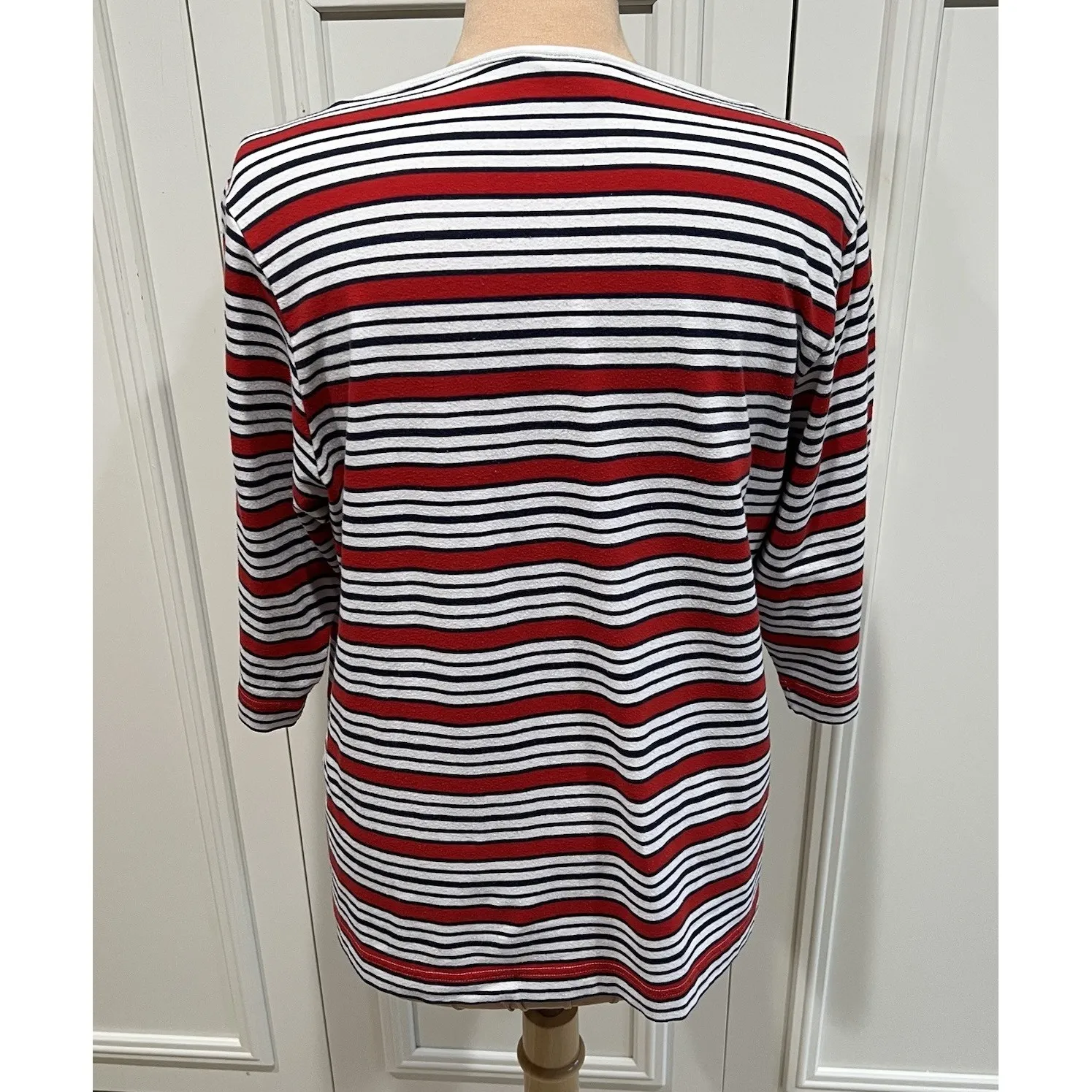 Vtg Jantzen Classics Striped Knit Top Red White Blue Nautical 80s 90s - Image 4