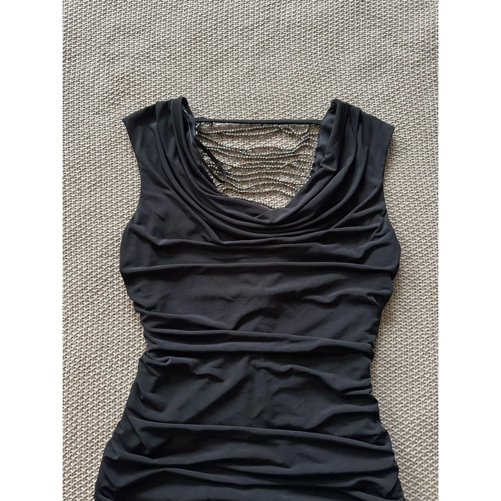 BCX Midi Body Con Dress Black‎ Stretch Slimming Bling Club Size M - Image 2