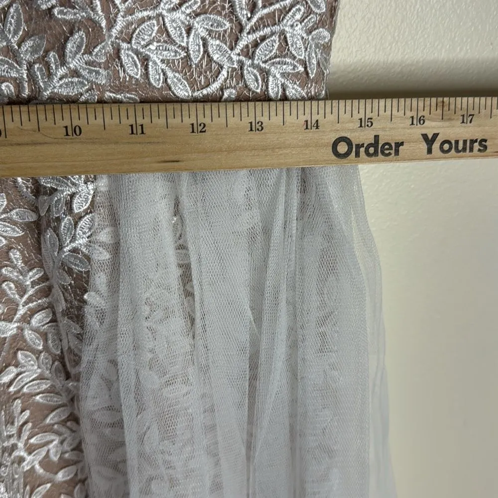 Aidan Mattox tulle-paneled guipure lace gown Prom Dress bride bridal size 6 - Image 9