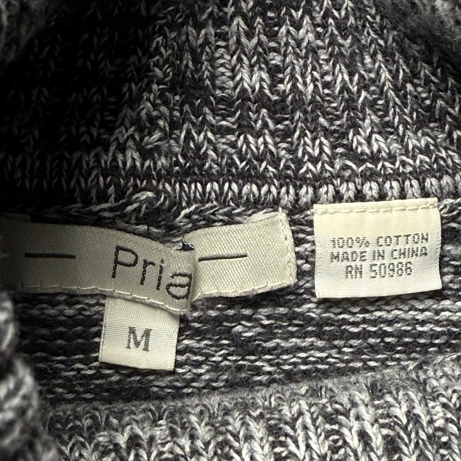 Pria Knit Turtleneck‎ Sweater Women's Medium Marled Gray Cotton - Image 3