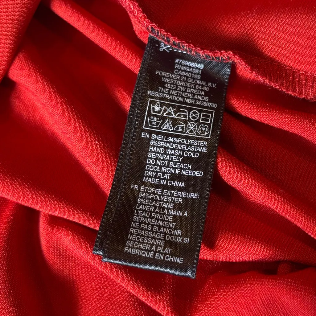 Forever 21 Size M Red Orange Collared Blouse Stretchy Puff Sleeve Baddie Top - Image 8