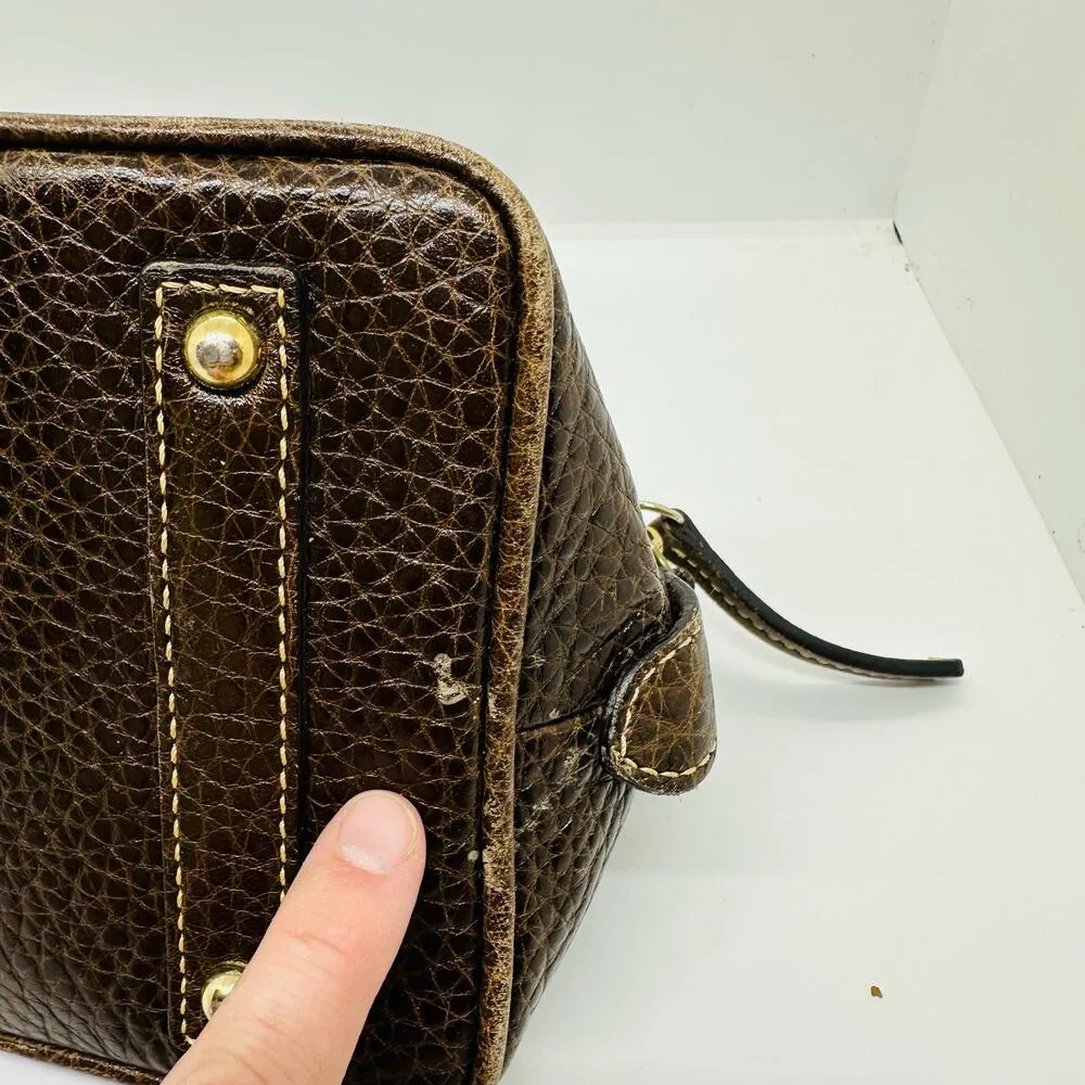 Vintage Dooney & Bourke Chocolate Brown Dome Zipper Closure Satchel Size Small - Image 8