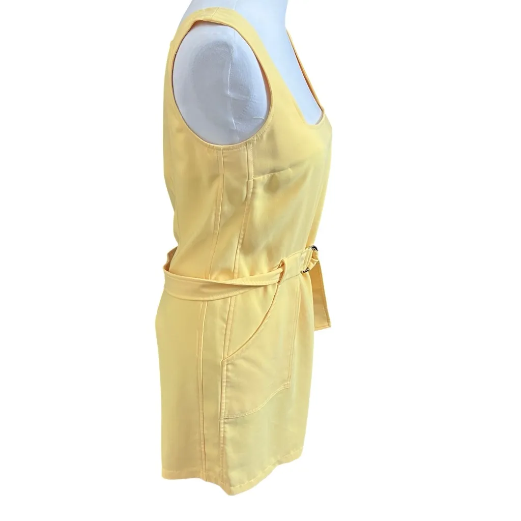 Amanda Uprichard Palmer Mini Dress Women’s Small Yellow Belted Square Neck - Image 3