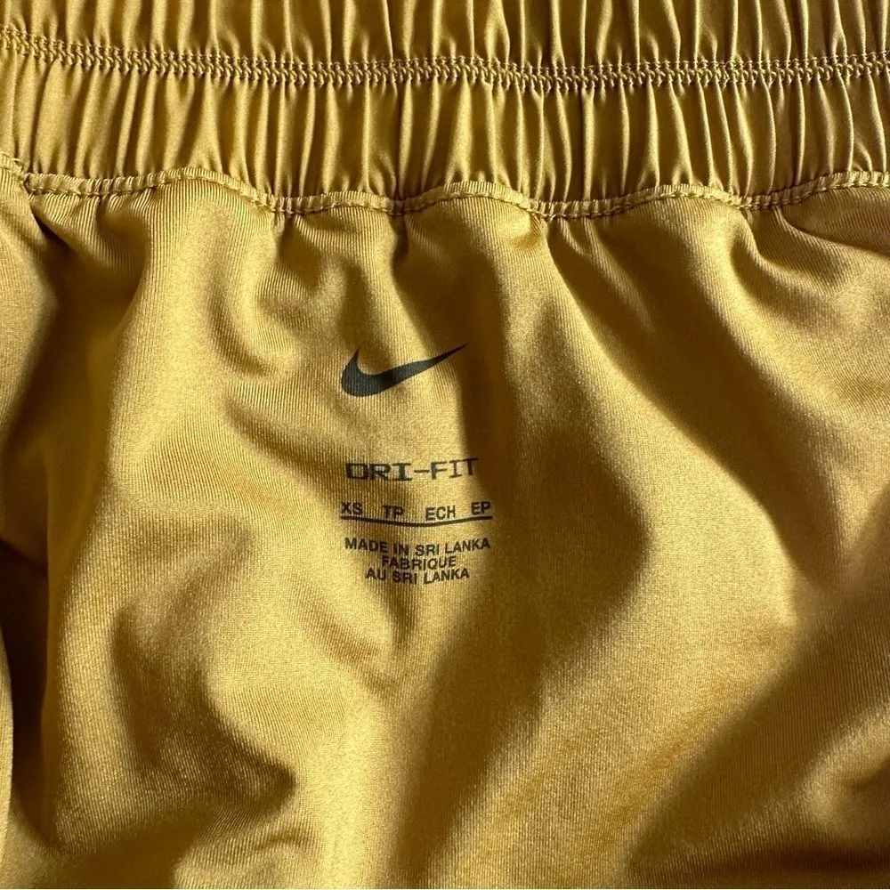 Nike Women’s High-Waisted Running Gym Shorts Size XS Mustard/Gold Lined - Image 4