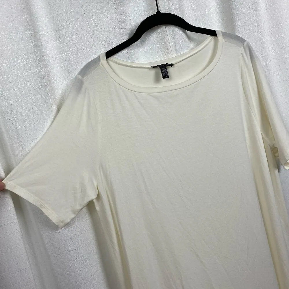 Eileen Fisher Cream Tencel Short Sleeve T-Shirt Dress Sz.L - Image 6