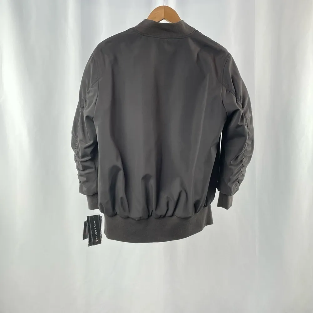 NWT A by Adrienne Landau Faux Fur‎ Reversible Bomber Jacket in Grey Size XS - Image 3