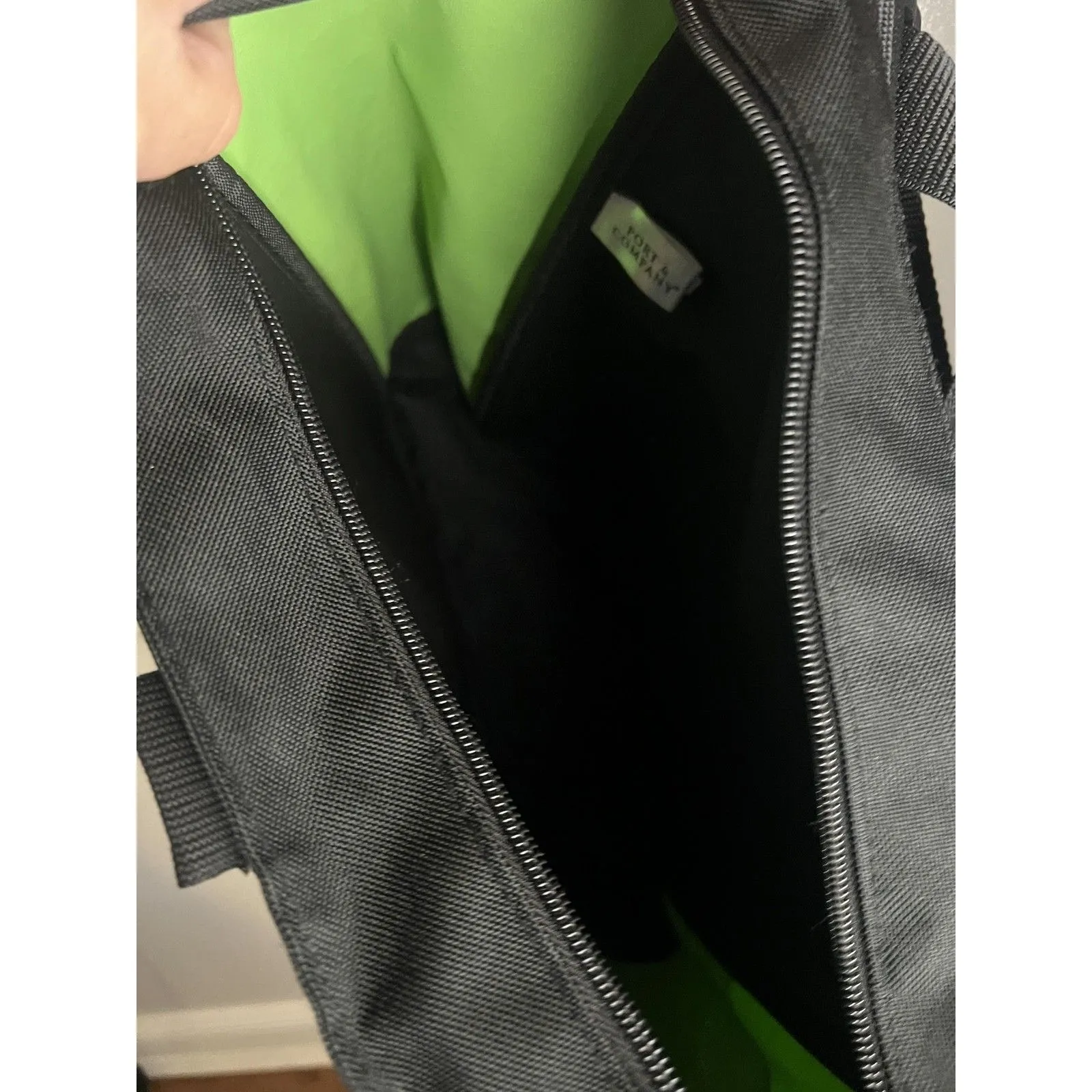 Port & Company Tote Bag Black Green Zip Top Mesh Pockets Shamrock Clover Irish - Image 11