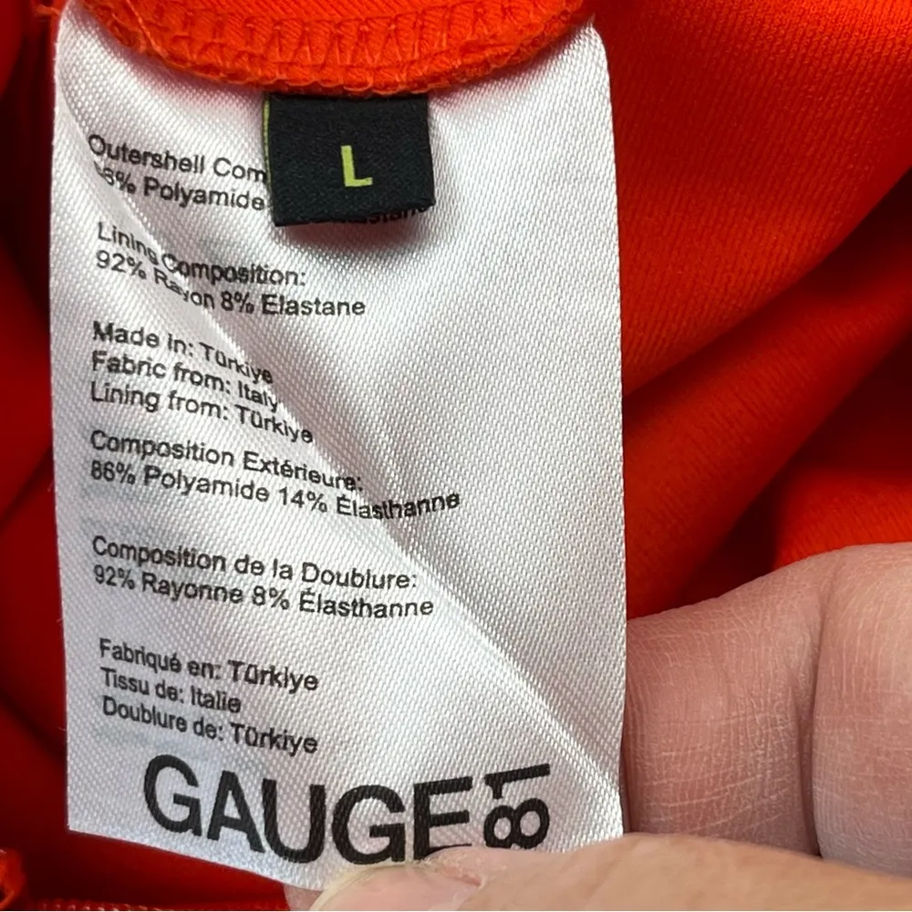 GAUGE81 Lauli Asymmetrical Halterneck Stretch Jersey Dress Large NEW *TINY FLAWS Orange - Image 5