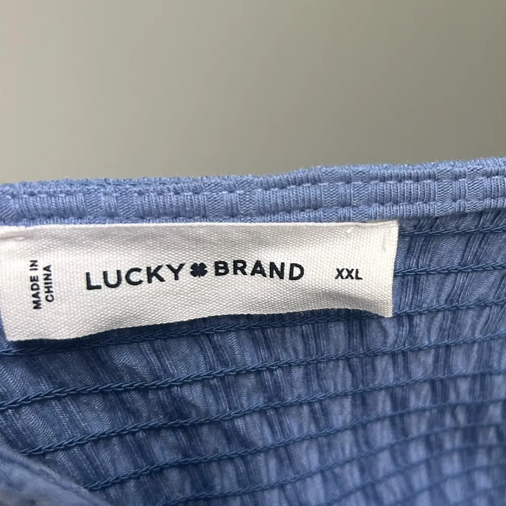 Lucky Brand Blue Smocked Boho Tiered Ruffle Dress - Image 6