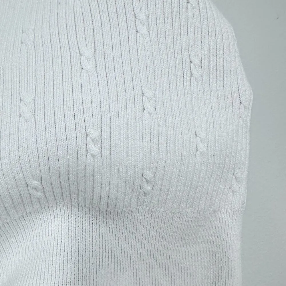 Field‎ Gear Golf White Navy Sweater Vest Ribbed Cable Knit Preppy Women's Size L Size L - Image 3