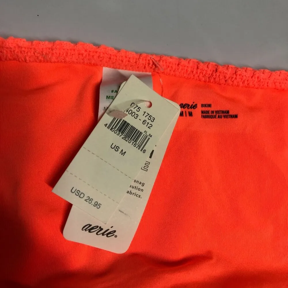 Aerie Swim Womens Bikini Bottom Crochet Bright Orange M - Image 3