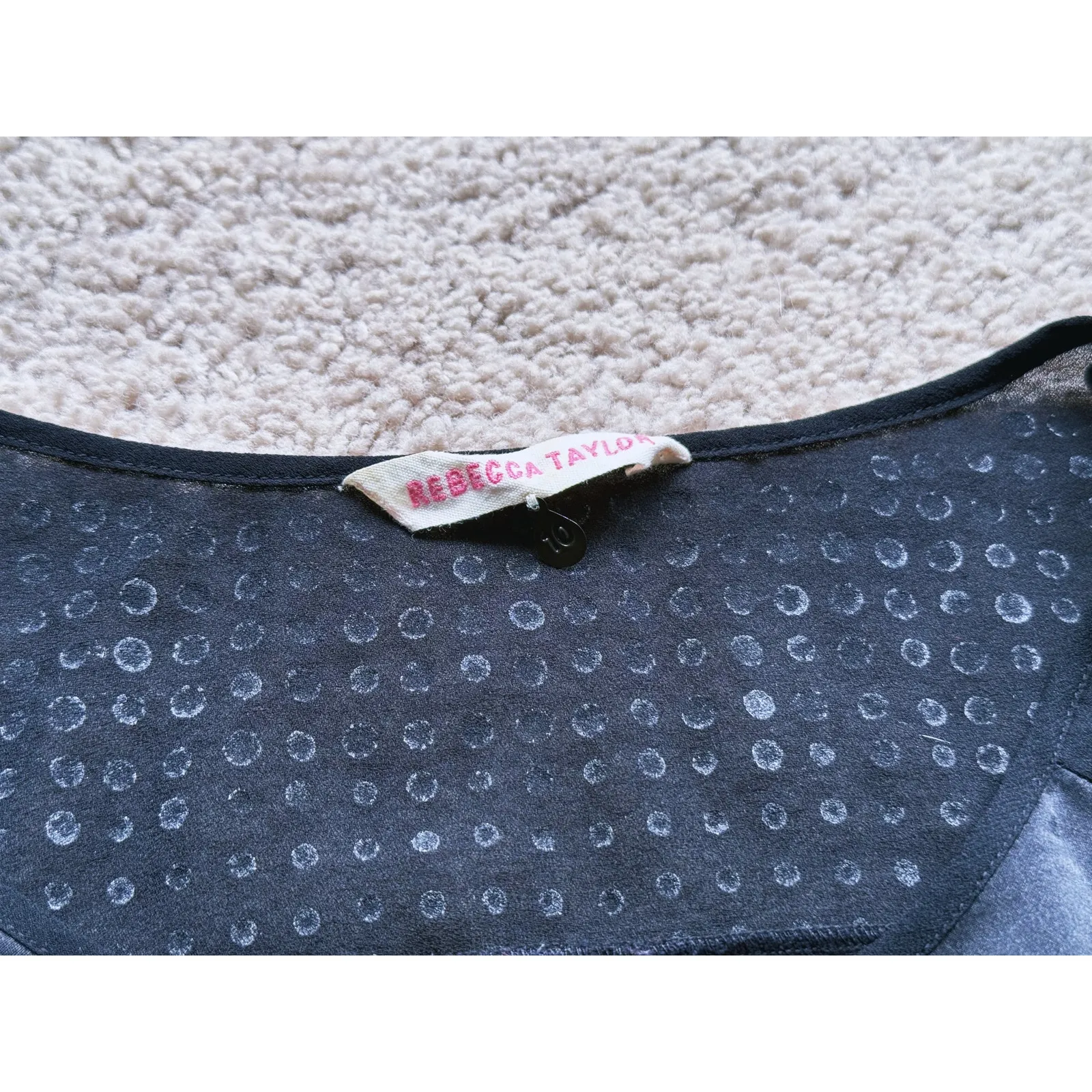 Rebecca Taylor Old Money Silk Studded Blouse 10 Black Glam Biker Quiet Luxury - Image 4