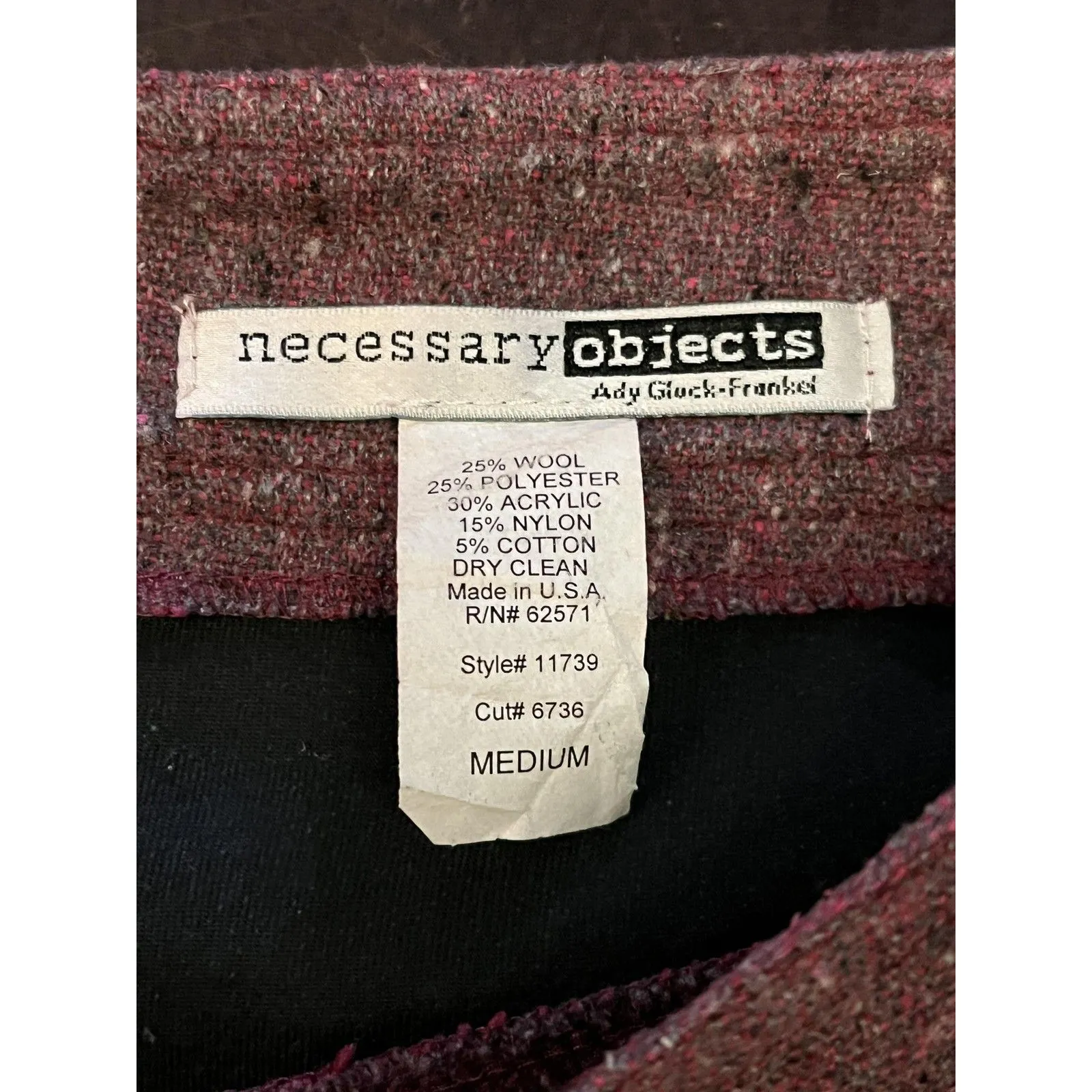 Necessary Objects Skirt Womens Medium Purple Wool Blend A-Line Tweed Made in USA - Image 5