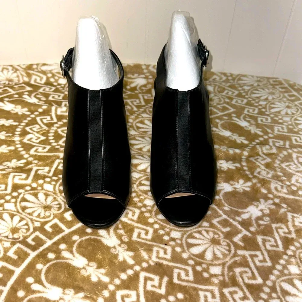 ALFANI Womens Black Padded Step Flex Peep Toe Stacked Heel Buckle Bootie 9.5 - Image 3