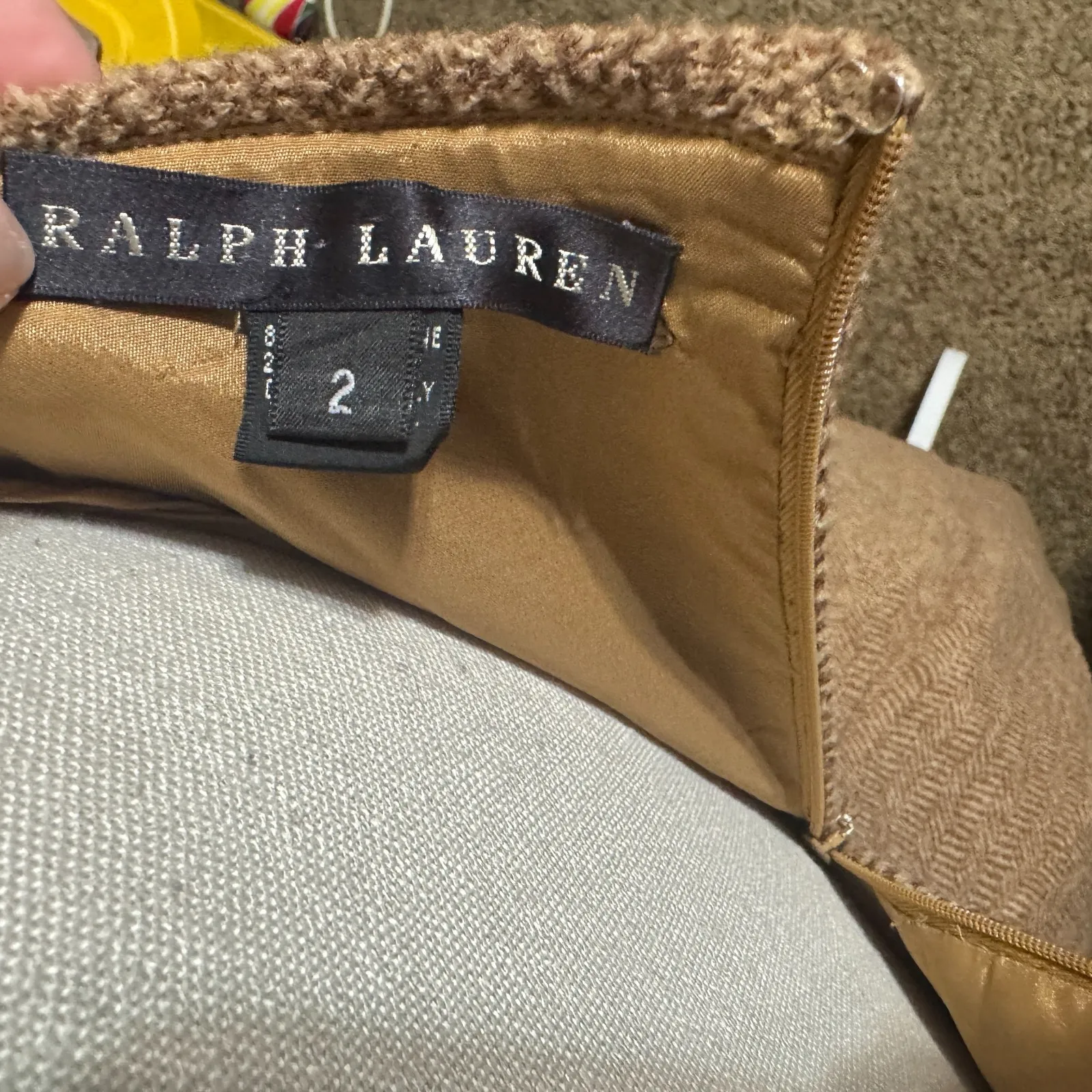Ralph Lauren Black Label Wool Sheath Dress Beige Herringbone Tweed Midi Sz 2 USA - Image 8