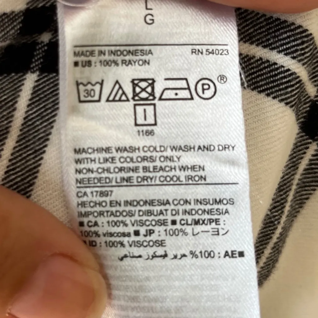 Old Navy Sz L Plaid White Black Shirt Midi Dress for Women V Neck Stretch Pocket - Image 9