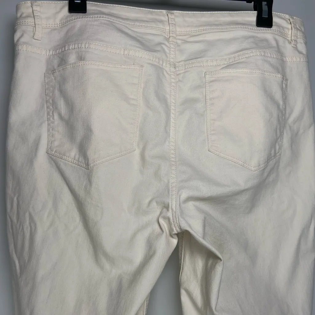 J Jill White Denim Slim Ankle Jeans Authentic Fit Mid Rise Office Minimal Work Size 12 - Image 6