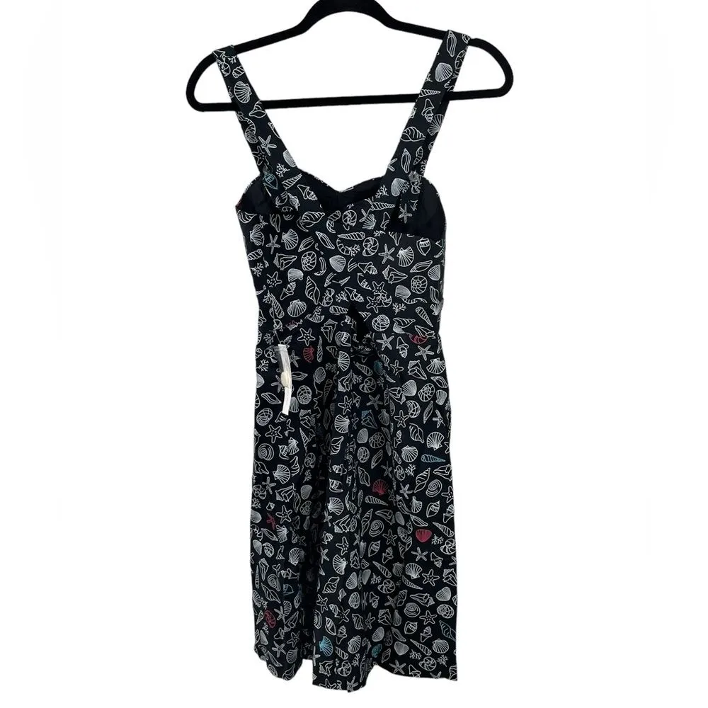 NWT ModCloth Seashore Spectacular Fit and Flare Black Seashell Print Dress Sz 4‎ - Image 2