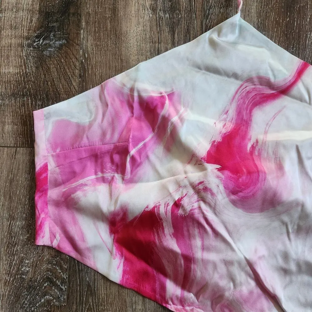 Retrofete Doris Top Tank in Marble Pink Size XL Halter NWT Silk Handkerchief White - Image 5