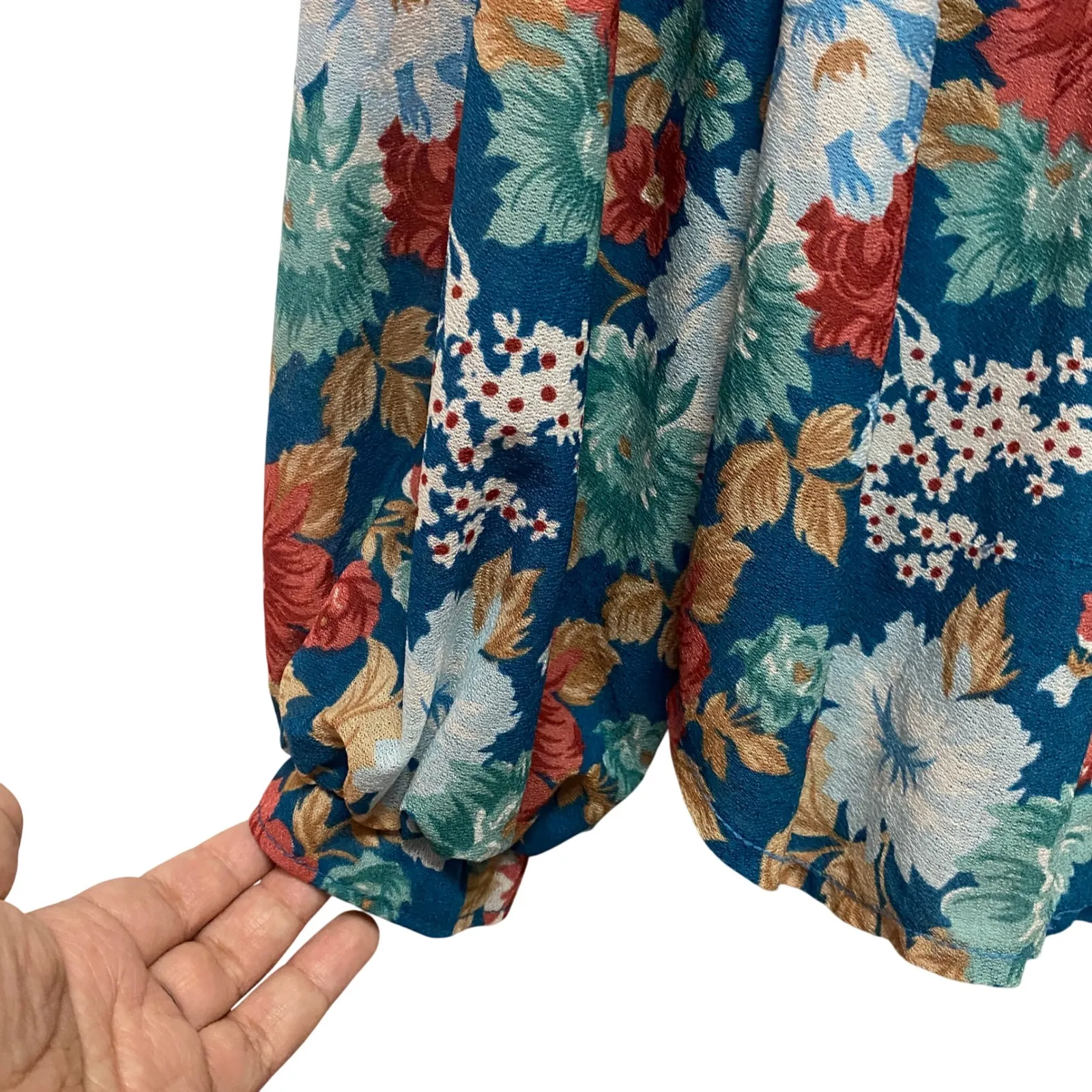 Vintage Andrew St.John Womens Button Up Front Blouse Flowy Cottagecore FLAWED Blue Size undefined - Image 5