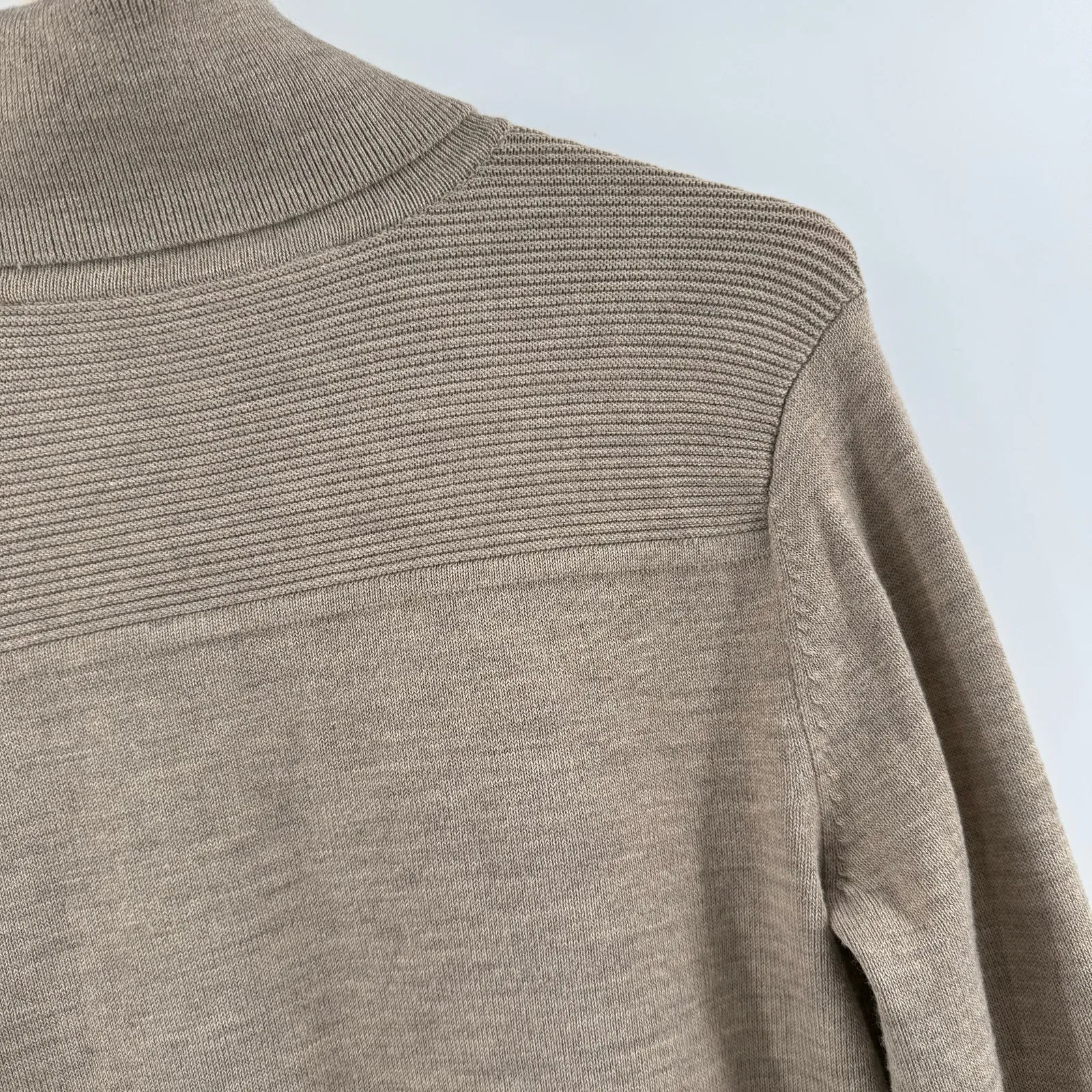 Athleta Sweater SZ Small Merino Wool Blend Turtleneck Snaps Oatmeal 159163 Snaps - Image 6