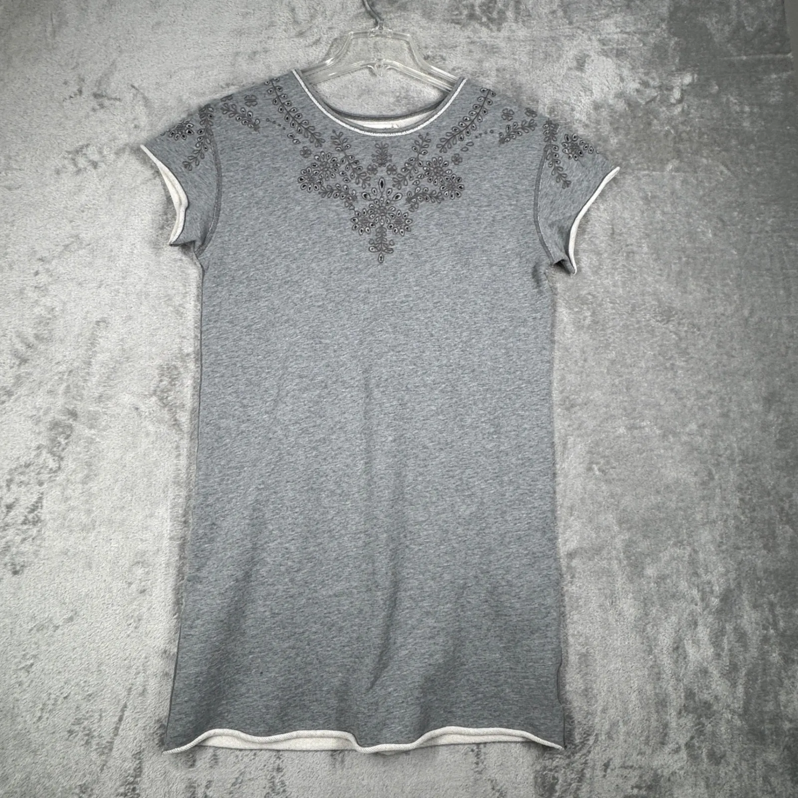 Rag & Bone Dress Gray French Terry Embellished Eyelet‎ Neutral Minimalist Small - Image 2