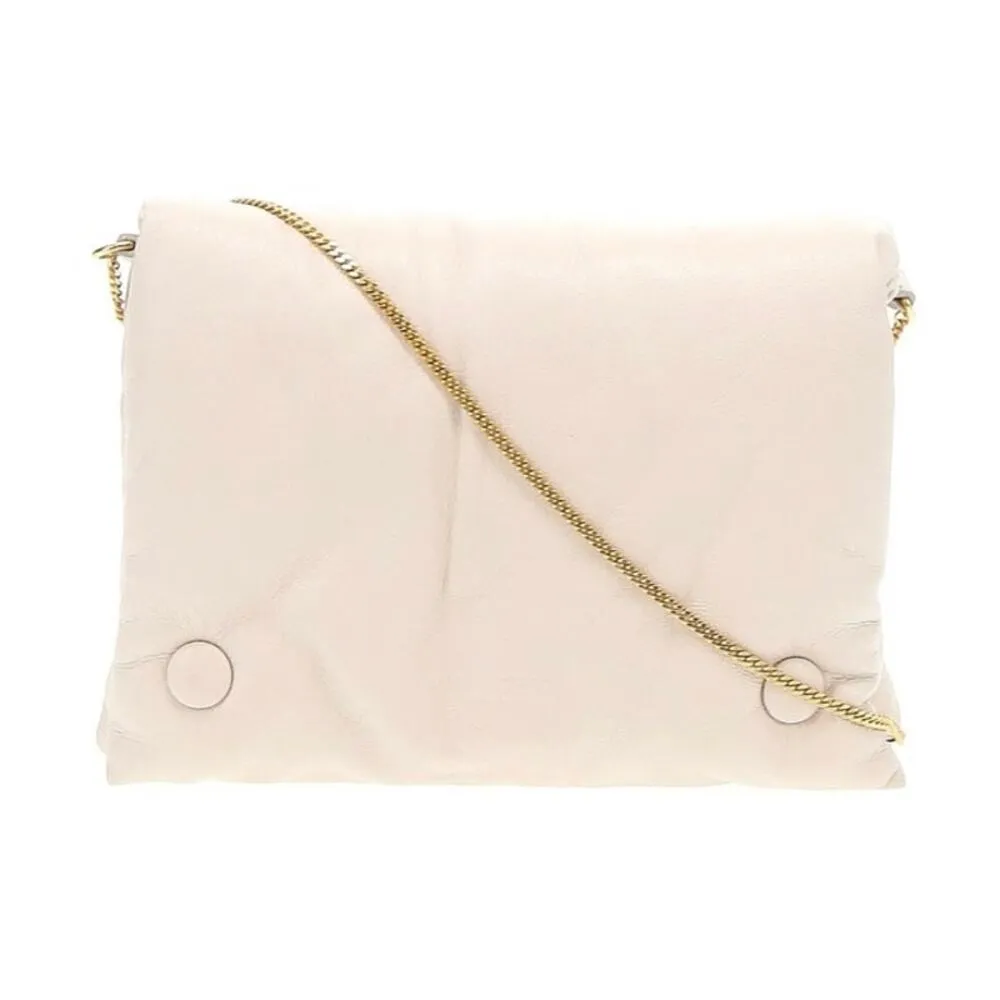 Nanushka Tao Puffer Cream Crossbody Bag with Gold Tone Chain - Image 3