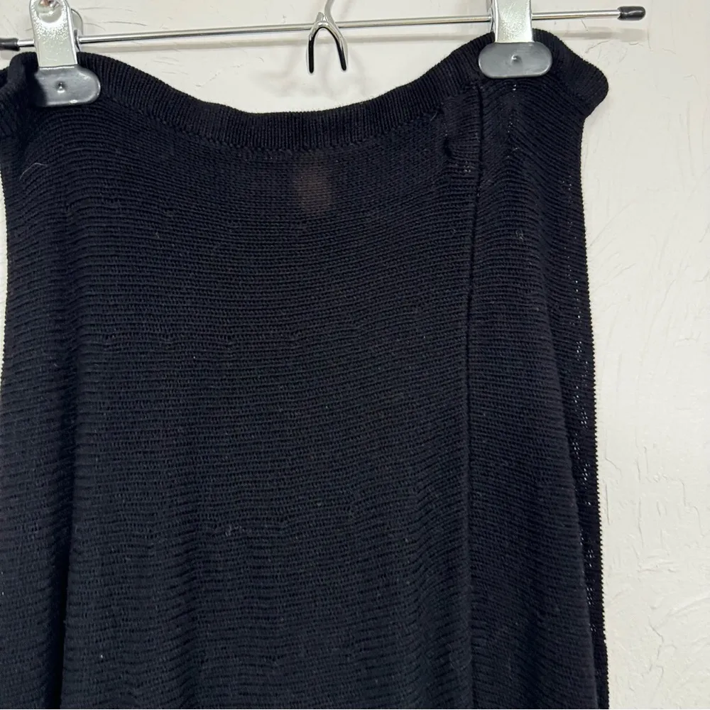 Vintage Anthropologie Cordelia Black Knit Midi Skirt Asymmetrical Hem Womens S - Image 2