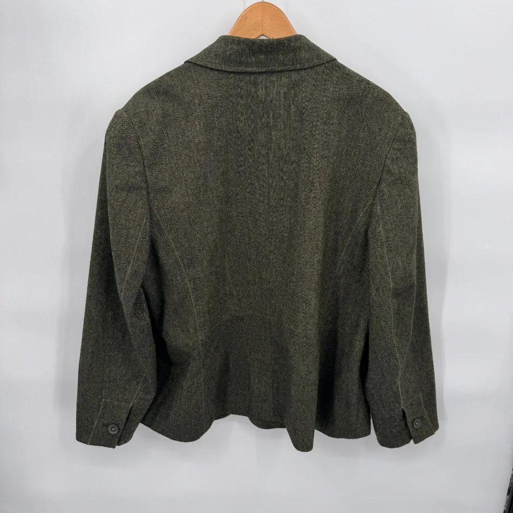 Coldwater Creek Blazer Jacket Womens 12 Green Wool Blend Lined Pockets Masters - Image 6