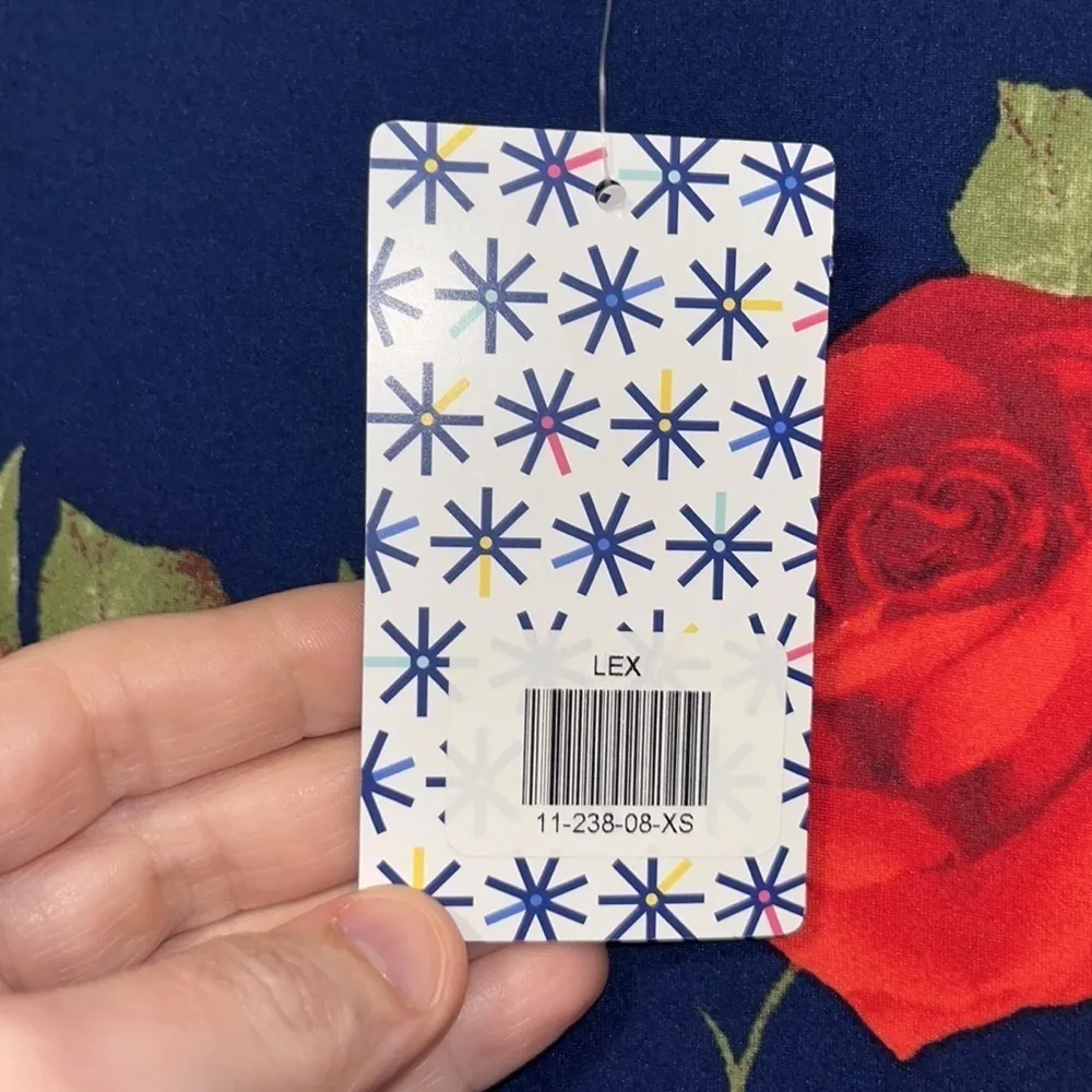 Piphany Lex Dress Navy Blue & Rose Print Women XS Extra Small 2 - Image 10