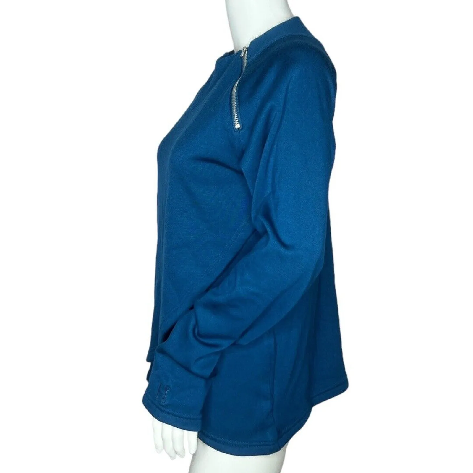 Hadley by SmartPak Blue Asymmetrical Zip Equestrian Sun Shirt Layering Top Small - Image 3