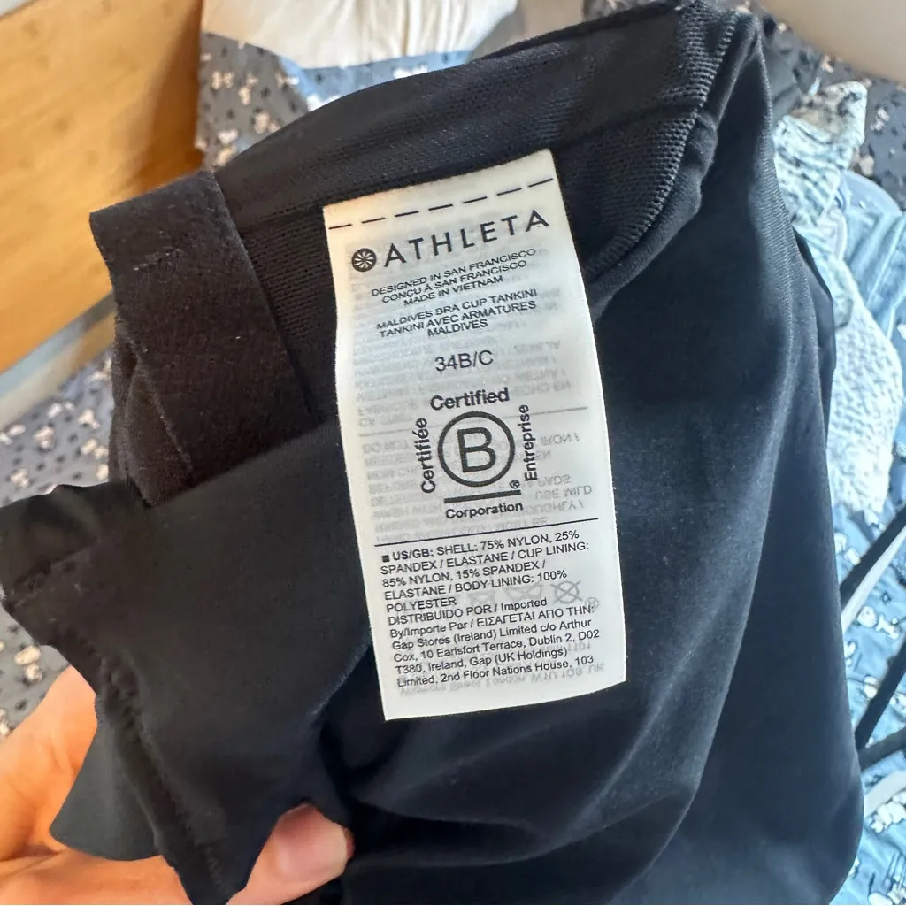 Athleta Maldives High Neck Tankini Swim Top Black 34B 34C - Image 5