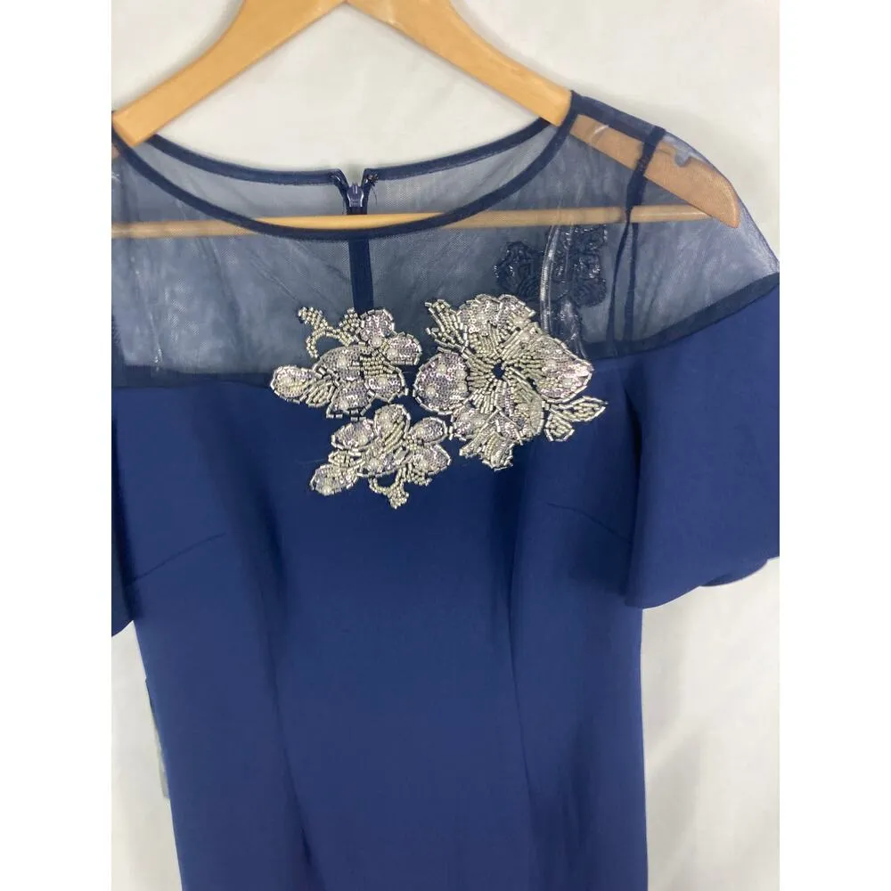 NWT JS Collections Fleur Beaded Column Gown Blue Size 4 - Image 6