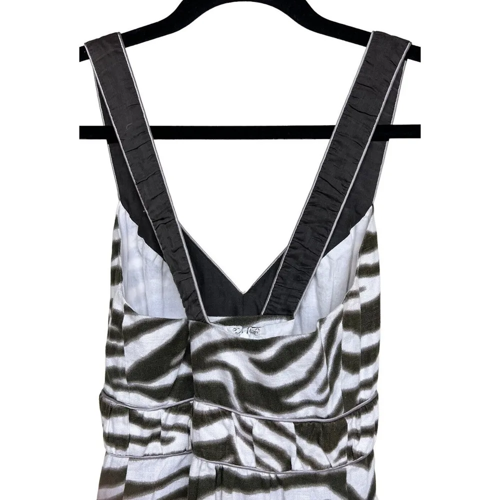 BANANA REPUBLIC Brown Zebra Print V-Neck Sleeveless A Line Dress Women’s Size 6P - Image 4