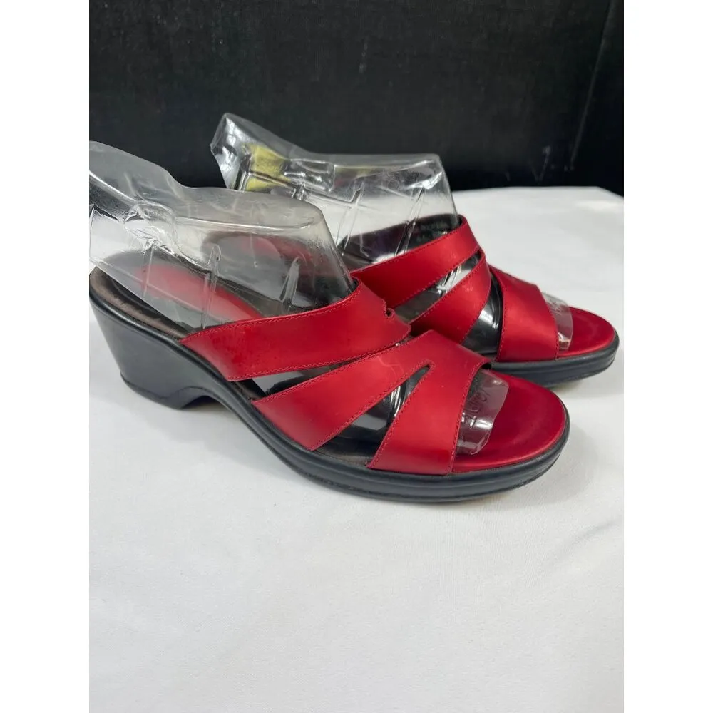 Dansko Red Womens Leather Strappy Wedge Sandals Size 38 SKU 7206 - Image 3