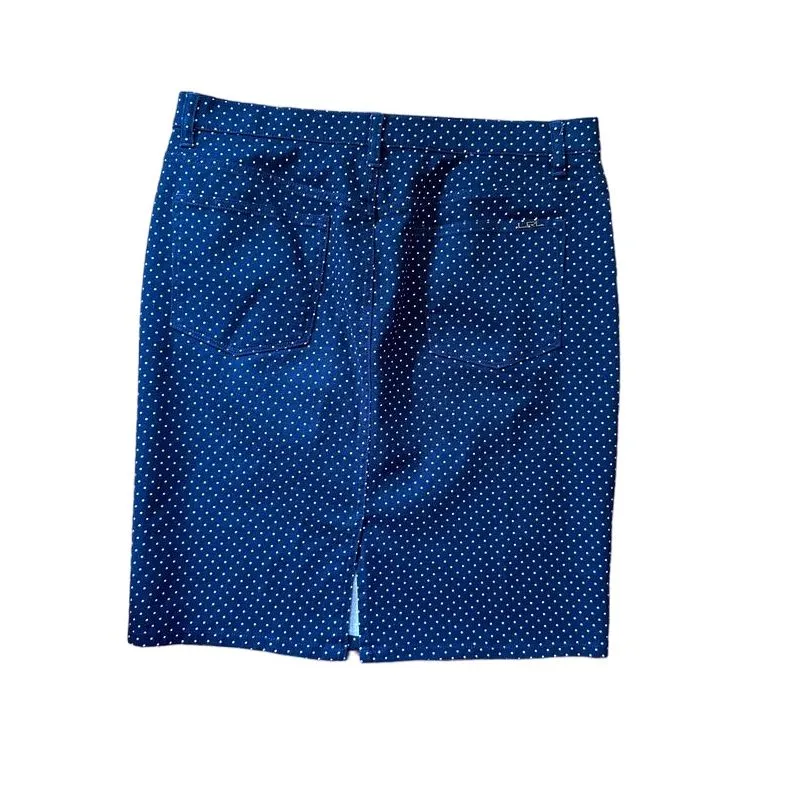 Lauren jeansco Navy Blue Polka Dot Pencil Skirt Classic Vintage Style KneeLength - Image 4